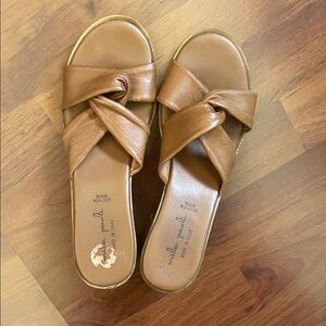Mila Paoli Brown Leather Knot Sandals